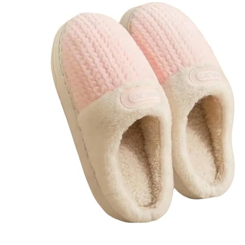 YDRABFLE Plüschhausschuhe Winter Haus Baumwollschuhe Dicker Sohle Einfaches Halten Sie Warme Innen -Anti -Slip -Schuhe-Rosa-38-39 von YDRABFLE