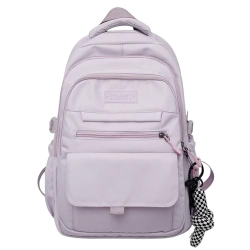 YDRABFLE Rucksack Einfache Schülertasche Feste Schoolbag Mit Großer Kapazität Reise -Rucksack Leinwand Schoolbag-D-Mit Anhänger (Zufällig) von YDRABFLE