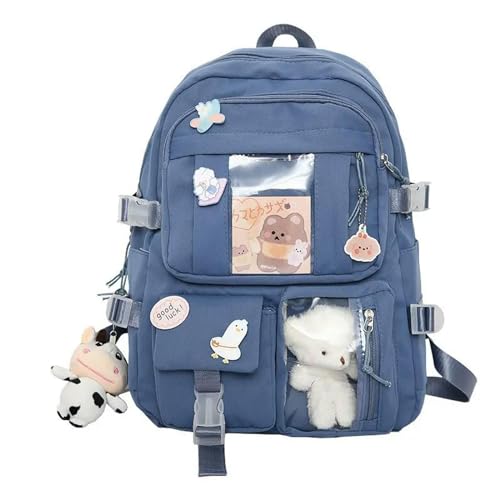 YDRABFLE Rucksack Nette Schule Taschen Taschen Frauen Laptop Rucksack-Blau von YDRABFLE