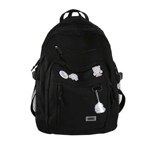 YDRABFLE Rucksack Rucksack Rucksack Mädchen Schultasche Hohe Kapazität Frauen Rucksack Nette Freizeit Reise-Schwarz Keine Bär Puppe von YDRABFLE