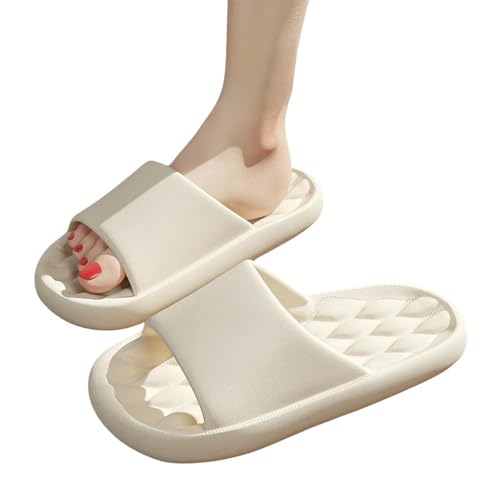 YDRABFLE Sandalen Dicke Plattform Wolkenruhrschuhe Strand Weicher Slide Sandalen Freizeit Männer Damen Indoor Badezimmer Anti-Schlupf-Schuhe-Weiß-40-41 (Passform 39-40) von YDRABFLE