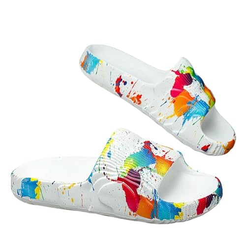 YDRABFLE Sandalen Hausschuhe Strand Im Freien rutschfeste Dias Flats Flip Flops Casual Sandalen Haushalt-Weiss-39-40 YDRABFLE Sandalen Hausschuhe Strand Im Freien rutschfeste Dias Flats Flip Flops Casual Sandalen Haushalt-Weiss-39-40 von YDRABFLE