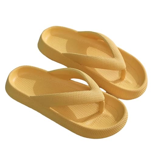 YDRABFLE Sandalen Weiche Sohle Plattform Flip Flops Strand Nicht -Schlupf -Wolken -Hausschuhe Dicker Sohle Clip Zehen Badezimmerrutschen Sandalen Sandalen-Gelb-40-41 von YDRABFLE