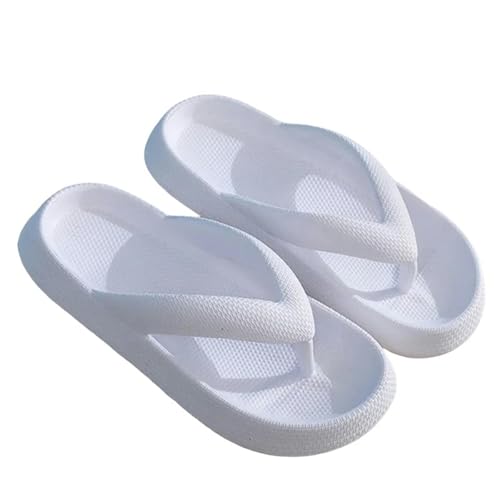 YDRABFLE Sandalen Weiche Sohle Plattform Flip Flops Strand Nicht -Schlupf -Wolken -Hausschuhe Dicker Sohle Clip Zehen Badezimmerrutschen Sandalen Sandalen-Weiss-38-39 von YDRABFLE