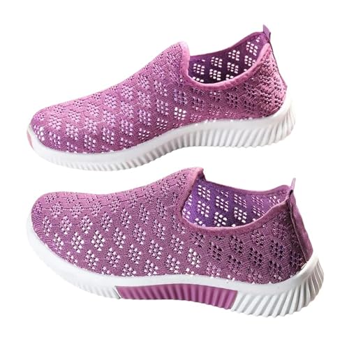 YDRABFLE Sportschuhe Mesh Schuhe Frauen Schuhe Mesh Sportschuhe Atmungsaktive Wohnungen Weicher Alleiniger Ungezwungener Turnschuhe-Lila-40 von YDRABFLE