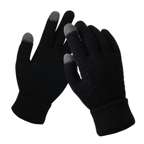 YDRABFLE Winterhandschuhe Frauen Männer Warme Winter -Touchsbildschirm Handschuhe Strickfäbchen Im Freien Fahrradhandschuh Im Freien-Schwarz-1Pair von YDRABFLE