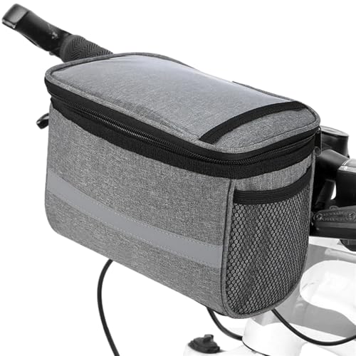 YDYAENIO Fahrradkorb Radfahren Fahrrad Fahrrad Fronttasche Fahrrad Lenkertasche Korb Gepäckträgertasche mit reflektierendem Streifen(Grey L) von YDYAENIO