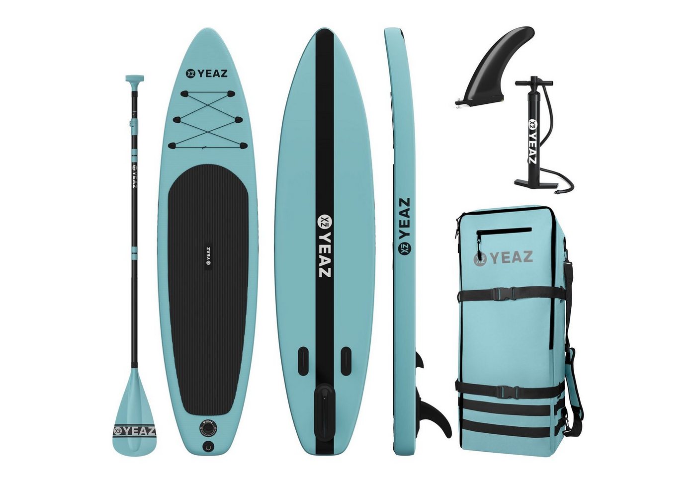 YEAZ Inflatable SUP-Board BAIA - EXOTRACE - SET SUP Board und Kit, Inflatable SUP Board, (Set), inkl. Zubehör wie Paddel, Handpumpe und Rucksack von YEAZ