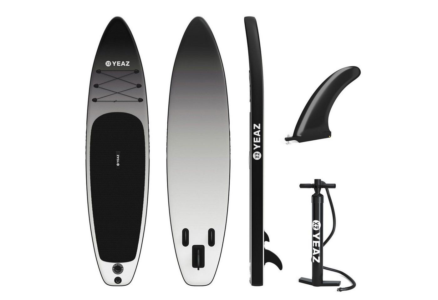 YEAZ Inflatable SUP-Board BLACK SANDS BEACH - EXOTRACE PRO - sup board, Inflatable SUP Board, (Set), inkl. Zubehör wie Finne und Handpumpe von YEAZ