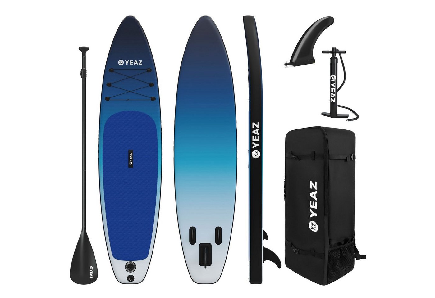 YEAZ Inflatable SUP-Board OCEAN BEACH - EXOTRACE PRO - SET sup board und kit, Inflatable SUP Board, (Set), inkl. Zubehör wie Paddel, Handpumpe und Rucksack von YEAZ