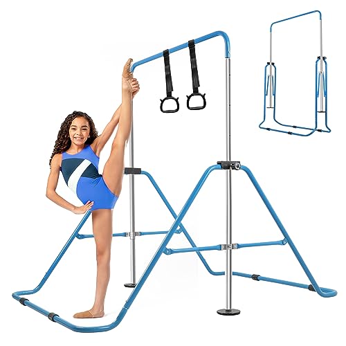 YEEGO Erweiterbare Gymnastikstange, zusammenklappbar, horizontale Kip-Stangen, Junior, Premium-Gymnastikausrüstung, Affe, Kletterturm, Heimtraining für Kinder (blau) von YEEGO DIRECT