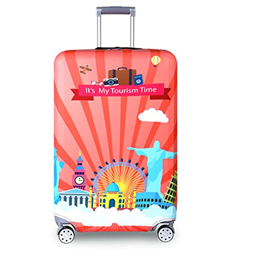 Reise Suitcase Protector Reißverschluss Koffer Abdeckung Waschbar Drucken Gepäck Abdeckung 18-32 Zoll (pink, L(for26-28 inch Luggage)) von YEKEYI