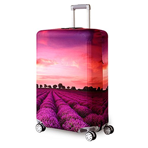 YEKEYI Reise Suitcase Protector Reißverschluss Koffer Abdeckung Waschbar Drucken Gepäck Abdeckung 18-32 Zoll (02Purple, M) von YEKEYI