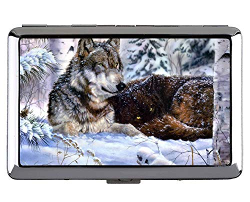 Zigarettenetui, Tier Wolf Statue Name Card Holder von YENDOSTEEN