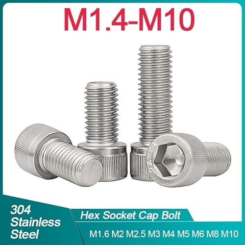 M1,4 M1,6 M2 M2,5 M3 M4 M5 M6 M8 M10 304 Edelstahl DIN912 Innensechskant Innensechskantschraube L = 3–80 mm(80,M5 x5pcs) von YEPENG