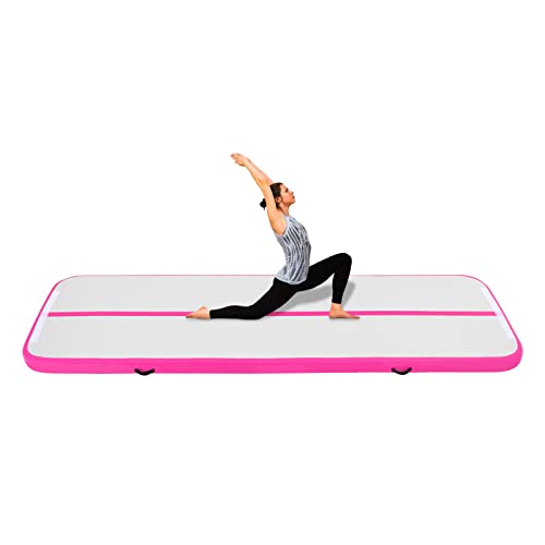 Aufblasbare Gymnastikmatte,Yogamatte,Tumblingmatte,Trainingsmatte,inklusive elektrischer Luftpumpe,beidseitig aufblasbares Design,geeignet für Gymnastik,Fitness,Yoga,1 * 3m,pink von YESTAIM