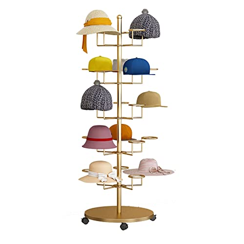 Huthalter-Ständer mit großem Fassungsvermögen für Cowboy-Baseball-Hüte/Perücken, aufrechter, robuster Aufbewahrungsorganisator für Rollkappen, Einzelhandelsgeschäfte/Zuhause (Farbe: Gold, Größe: 5 von YFFDKA