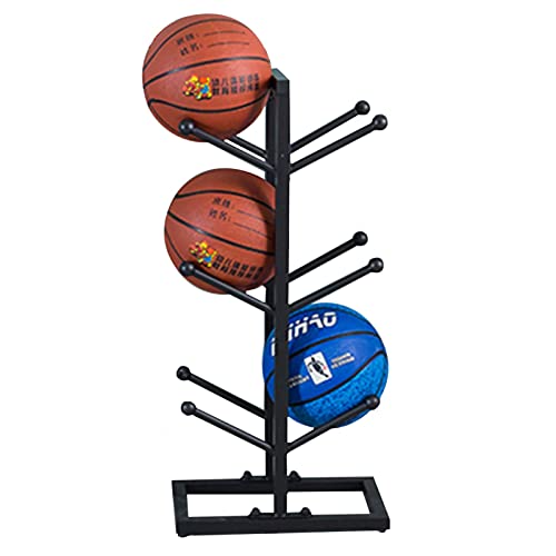 YFFDKA Bodenball-Organizer, Rack-Halter, doppelseitiger, robuster Basketball-Fußball-Ausstellungsständer, Heim-/Garage-/Laden-Ballbaum (Größe: 3 Ebenen) Hello von YFFDKA