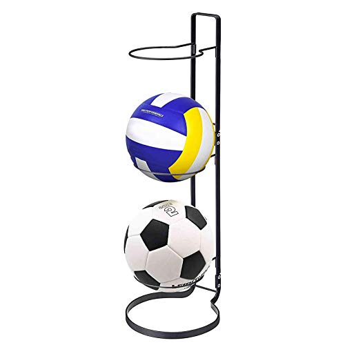 YFFDKA Garage Sportball-Aufbewahrungsständer für Basketball, Fußball, Volleyball, vertikaler Präsentationsständer aus Metall mit 3 Ebenen für Zuhause/Büro Hello von YFFDKA