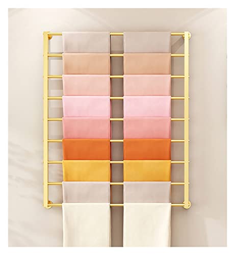 YFFDKA Wandmontierter Schalständer aus Metall, moderner 10-stufiger Hijab-Halter-Organizer mit Abnehmbarer Querstange, Bekleidungsgeschäft/Haus, platzsparend (Farbe: Gold, Breite: 80 cm) Hello von YFFDKA