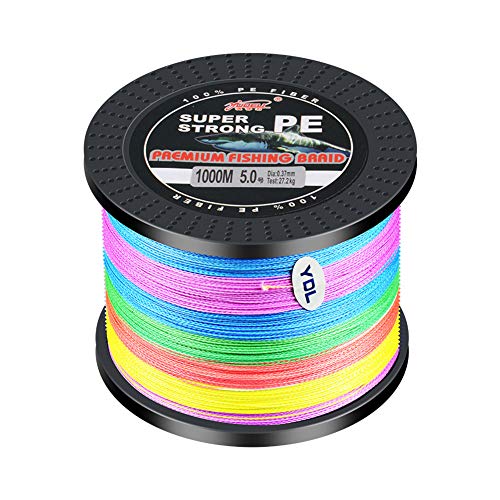 YFPICO Geflochtene Angelschnur 4 Fach 1000M Angelschnur Geflochten Stark PE Braided Fishing Line Geflochtene Angelschnüre Angel Schnur für Salzwasser Süßwasserangeln von YFPICO