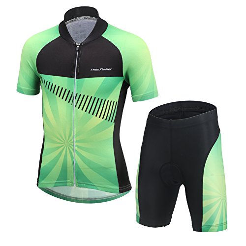 YFPICO Kinder Radtrikot Set Fahrrad Trikot Kurzarm + Radhose mit Sitzpolster Radsport-Anzüge Jungen Mädchen Fahrradbekleidung, Hellgrün, 152/158 YFPICO Kinder Radtrikot Set Fahrrad Trikot Kurzarm + Radhose mit Sitzpolster Radsport-Anzüge Jungen Mädchen Fahrradbekleidung, Hellgrün, 152/158 von YFPICO