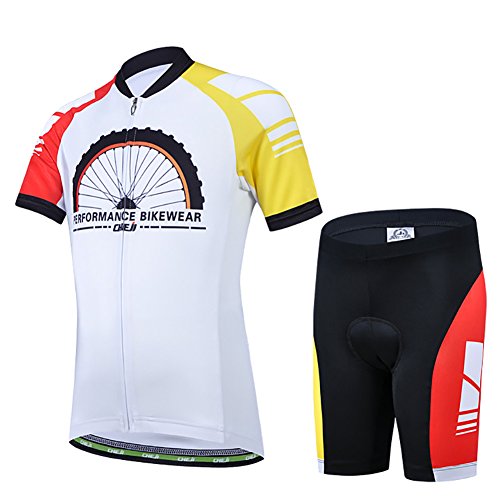 YFPICO Kinder Radtrikot Set Fahrrad Trikot Kurzarm + Radhose mit Sitzpolster Radsport-Anzüge Jungen Mädchen Fahrradbekleidung, Weiß, 146 YFPICO Kinder Radtrikot Set Fahrrad Trikot Kurzarm + Radhose mit Sitzpolster Radsport-Anzüge Jungen Mädchen Fahrradbekleidung, Weiß, 146 von YFPICO