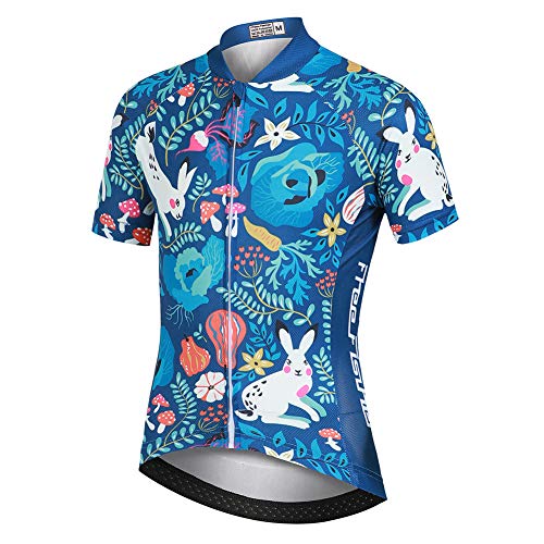 YFPICO Kinder Radtrikot Set Jungen Mädchen Fahrrad Trikot Kurzarm + Radhose mit Sitzpolster, Weißes Kaninchen-Wald, X YFPICO Kinder Radtrikot Set Jungen Mädchen Fahrrad Trikot Kurzarm + Radhose mit Sitzpolster, Weißes Kaninchen-Wald, X von YFPICO