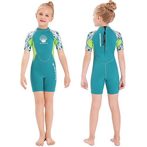 YFPICO Neoprenanzug Kinder Mädchen,2.5 mm Neopren Thermal Badeanzug Mädchen Lange/Kurze Ärmel Tauchanzug Reißverschluss Einteiler Badeanzüge zum Surfen, Schwimmen, Schnorcheln 3-4 Jahre von YFPICO