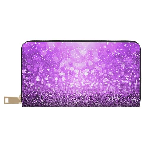 YFSGDLBN Glitzerndes lila Glitzer-bedrucktes langes Ledergeldbörse, Clutch, Geldbörse, Reißverschluss, Kartenetui, weiß, Einheitsgröße von YFSGDLBN