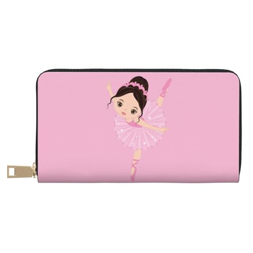 YFSGDLBN Little Ballerina Dancing Girl Printed Long Leather Wallet Clutch Wallet Zip Card Case, weiß, Einheitsgröße von YFSGDLBN