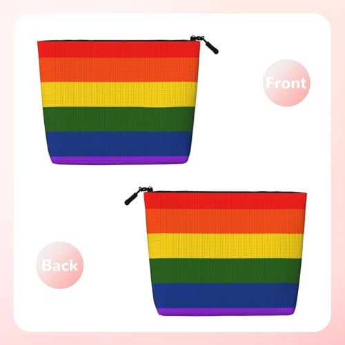 YFSGDLBN Make-up-Tasche mit Regenbogen-Flagge, bedruckt, aus künstlichem Hanf, tägliche Aufbewahrungstasche, Reise-Kosmetiktasche, Schwarz , Einheitsgröße von YFSGDLBN