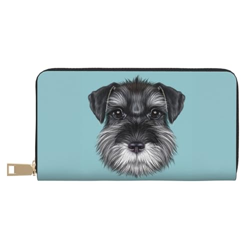 YFSGDLBN Schnauzer Blau Bedruckte Lange Leder Geldbörse Clutch Geldbörse Reißverschluss Kartenetui, weiß, Einheitsgröße von YFSGDLBN