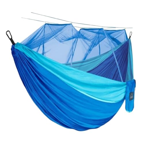 YGDYFDC Reisehängematte Moskitonetz Hängematte Doppel Outdoor Anti-Moskito Fallschirm Stoff Schaukel Outdoor Schlafen Hängen Baum Camping Ultraleichte Hängematte(Blue,L) von YGDYFDC