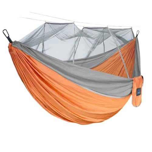 YGDYFDC Reisehängematte Moskitonetz Hängematte Doppel Outdoor Anti-Moskito Fallschirm Stoff Schaukel Outdoor Schlafen Hängen Baum Camping Ultraleichte Hängematte(Orange,S) von YGDYFDC