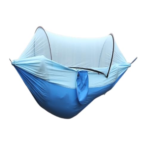 YGDYFDC Reisehängematte Outdoor Camping Camping Hängematte Blatt Doppel Automatische Schnell-offene Stange Moskito Net Anti-Rollover Hängematte Ultraleichte Hängematte(Blue) von YGDYFDC