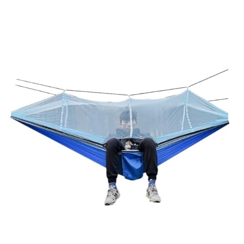 YGDYFDC Reisehängematte Outdoor Moskitonetz Hängematte Nylon Gesponnene Indoor Und Outdoor Hängematte Tragbare Camping Outdoor Liefert Ultraleichte Hängematte(Blue) von YGDYFDC