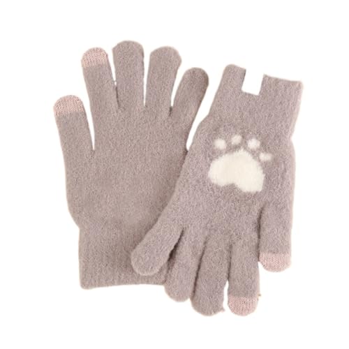 YGDYFDC Winterhandschuhe Plüschhandschuhe Herbst und Winter Plus samt kältebeständige Katzenklaue gestrickte Touchscreen-Handschuhe Wanderhandschuhe von YGDYFDC