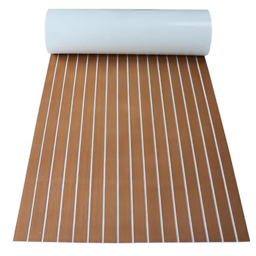 YGLONG Bootsbelag 2.4m Self-Adhesive Eva Foam Boat Marine Flooring Faux Teak Decking Sheet Striped Yacht Mat Brown Gray Gold Black(Brown White) von YGLONG