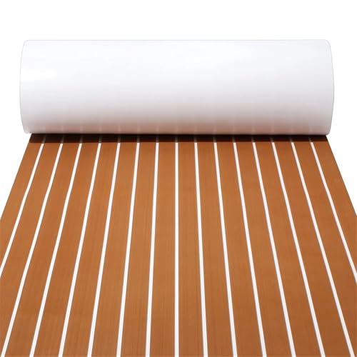 YGLONG Bootsbelag Self-Adhesive Foam Teak Decking Eva Foam Boat Flooring Faux Teak Decking Sheet Accessories Marine Boat Deck Mat 2400x550x5mm(A3-1200x550x5mm) von YGLONG