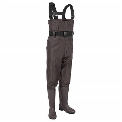 YGLONG Wathose Verdicken Angeln Wader Hosen Overalls Mit Stiefel Set Erwachsene Männer Frauen Brust-Länge Jagd Reis Umpflanzen wasserdichte Hosen Anzug(Coffee,43) von YGLONG