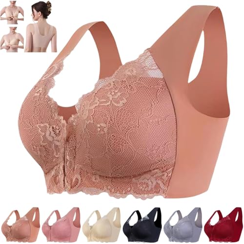 Bügelloser BH mit 5D-Formung und Frontverschluss, nahtlose BHs für Damen, bügelloser Push-up-BH aus massiver Spitze für Damen, BHs mit Frontverschluss für Damen, BHs mit Frontverschluss (Brown,8XL) Bügelloser BH mit 5D-Formung und Frontverschluss, nahtlose BHs für Damen, bügelloser Push-up-BH aus massiver Spitze für Damen, BHs mit Frontverschluss für Damen, BHs mit Frontverschluss (Brown,8XL) von YGSIKY