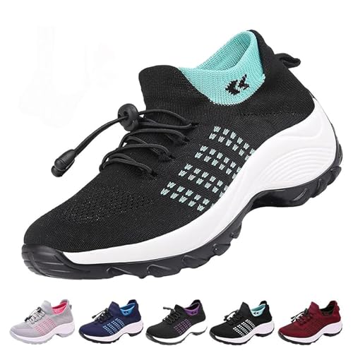 YGSIKY Bequeme orthopädische Schuhe für Frauen gegen Plantarfasziitis, Bequeme orthopädische Schuhe mit Stretch-Polsterung, Schuhe gegen Plantarfasziitis für Frauen,lässige Sportschuhe (Black,41 EU) von YGSIKY