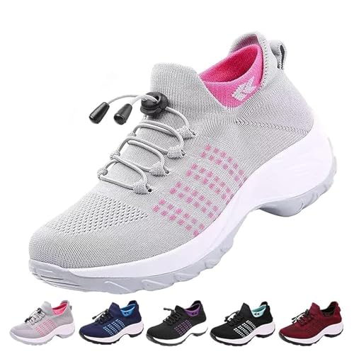 YGSIKY Bequeme orthopädische Schuhe für Frauen gegen Plantarfasziitis, Bequeme orthopädische Schuhe mit Stretch-Polsterung, Schuhe gegen Plantarfasziitis für Frauen,lässige Sportschuhe (Pink,42 EU) von YGSIKY