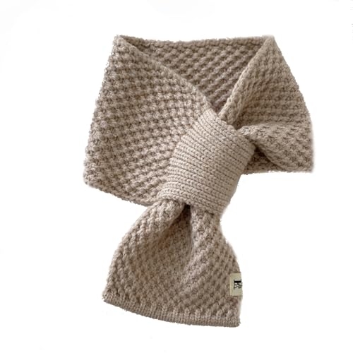 YGSIKY Damenschals mit Pelzkragen für den Winter, Kleiner Strickschal für Damen, Warmer Häkelschal für den Herbst und Winter, Musselinschal, modischer Damen-Winterschal (Beige) von YGSIKY