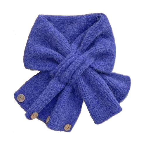 YGSIKY Kleiner Strickschal für Damen, Musselinschal, Strickkragenschal für Damen im Winter, Warmer Häkelschal im Herbst und Winter, modischer Winterschal für Damen (Blue) von YGSIKY