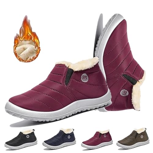 YGSIKY Unisex-Komfortstiefel für Herbst und Winter, Damen-Winterstiefel, wasserdichte, warm gefütterte Komfort-Outdoor-Schneestiefel, Winter-Schneestiefel mit warmem Plüschfutter (Purple,37 EU) von YGSIKY