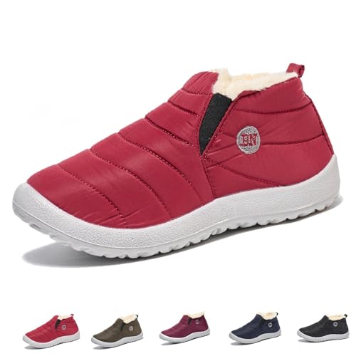 YGSIKY Unisex-Komfortstiefel für Herbst und Winter, Damen-Winterstiefel, wasserdichte, warm gefütterte Komfort-Outdoor-Schneestiefel, Winter-Schneestiefel mit warmem Plüschfutter (Red,41 EU) von YGSIKY