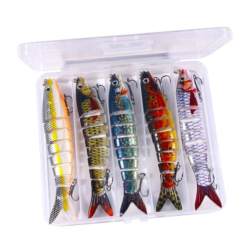 YHAILI 5 Stücke Langsam Sinkende Angelköder Wobbler Mehrere Abschnitte Angelköder 3D Künstliche Angelköder Swimbait Wobbler von YHAILI