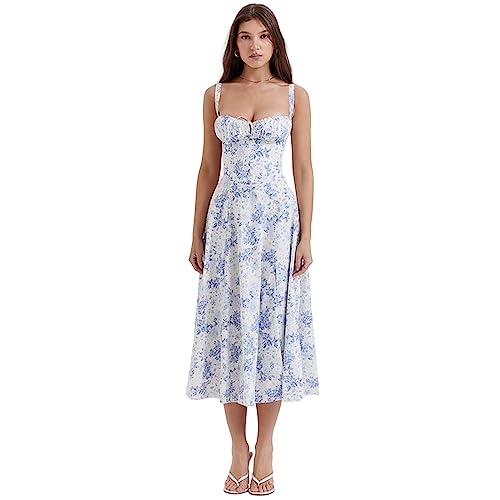 YHANNI Sommerkleid Damen Sommer Kleider Frau Bandage Kleid Elegante Damen Party Casual Floral Klassische Sundresses Mode Kleidung-A,M von YHANNI